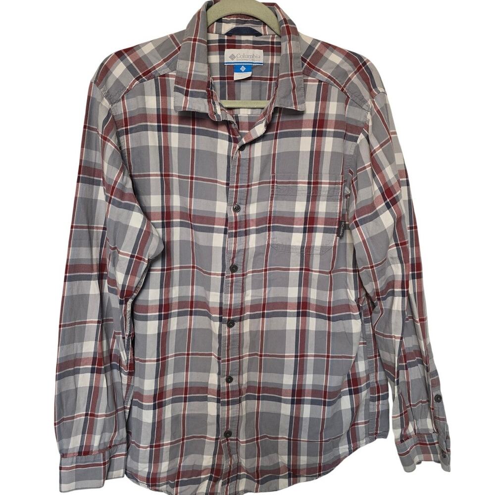 Columbia Mens Large Vapor Ridge III Plaid Long Sleeve Button Down Shirt